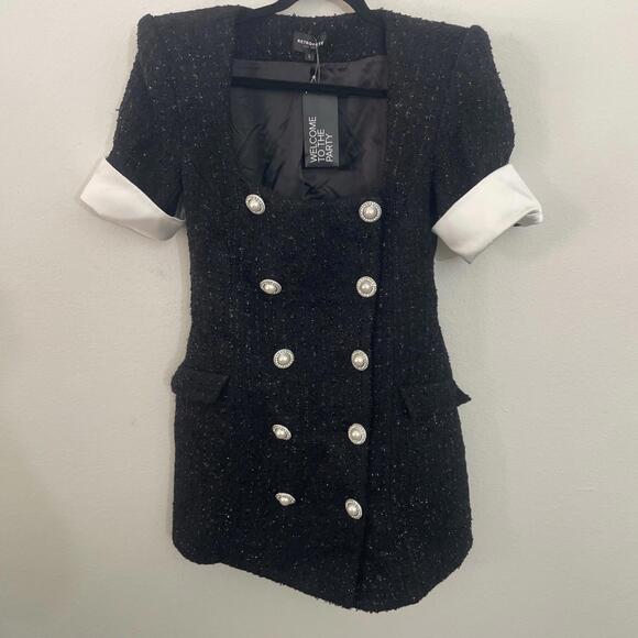 Retrofete Noreen Dress black tweed tweed size L NWT $478msrp - Picture 5 of 10